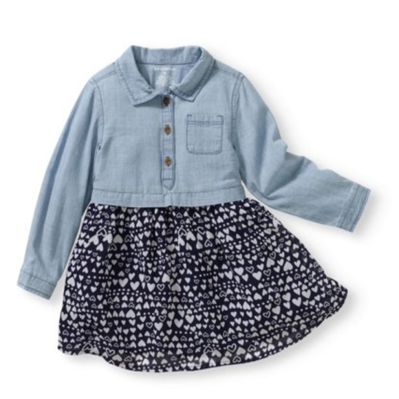 Toddler Girl Chambray And Chiffon heart Dress 5T - Picture 1 of 8